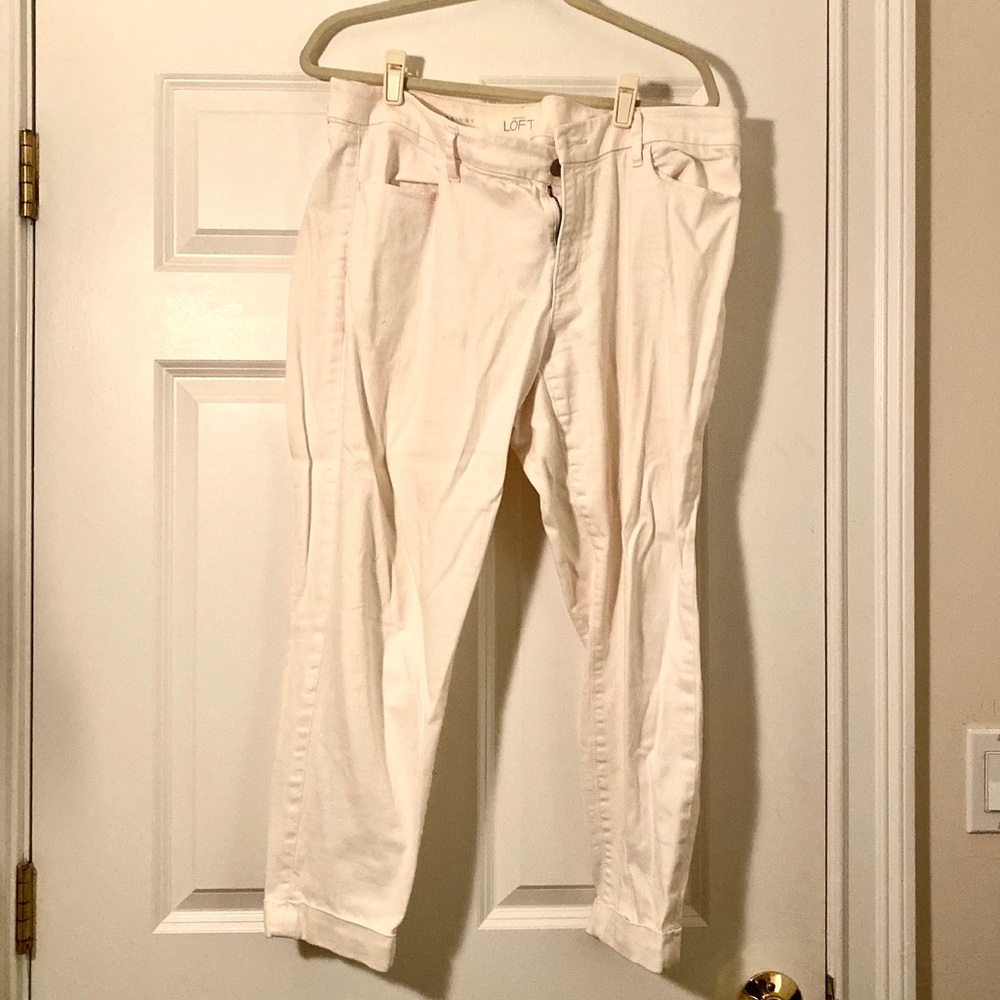 Loft White Cuffed Jeans